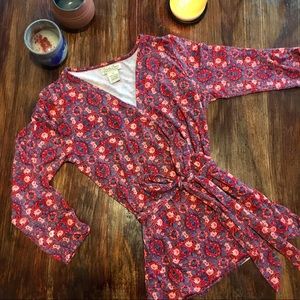 Lucky Brand Medallion Patterned Wrap Top